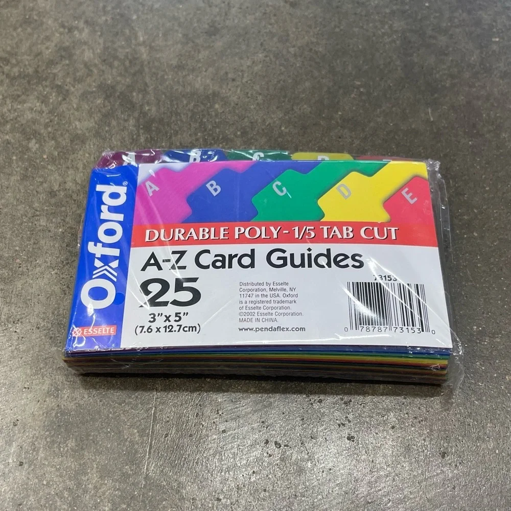 Oxford A-Z Card Guides 3x5 Poly Index Dividers 25 Tabs NOS 2002 Sealed Vintage